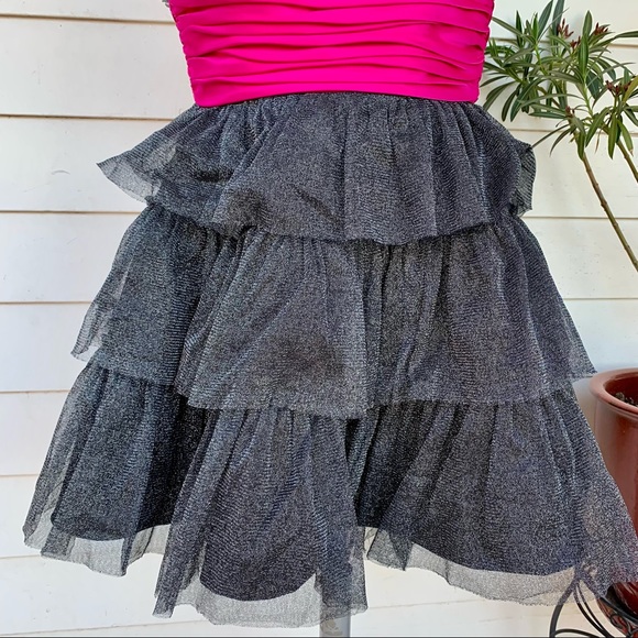 Vintage Betsey Johnson 90 2000 y2K ruffle glitter silk Full Tiered cupcake dress - Picture 15 of 17